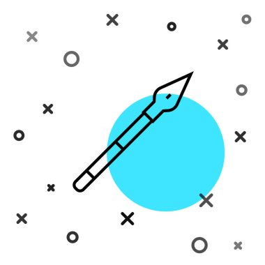 Siyah çizgi ortaçağ mızrak simgesi beyaz arkaplanda izole edilmiş. Ortaçağ silahı. Rastgele dinamik şekiller. Vektör.