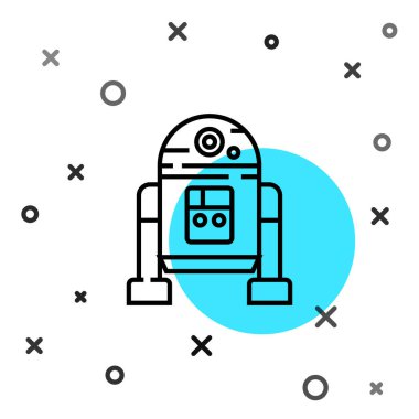 Siyah çizgi robot simgesi beyaz arkaplanda izole edildi. Rastgele dinamik şekiller. Vektör.