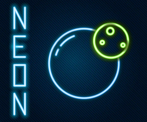 Ragyogó Neon Vonal Planet Ikon Elszigetelt Fekete Háttérrel Színes Vázlat — Stock Vector