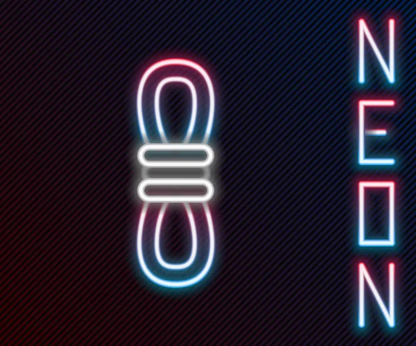 Glödande Neon Line Klätterrep Ikon Isolerad Svart Bakgrund Extrem Sport — Stock vektor