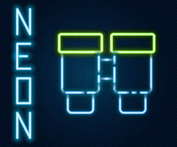 Ligne Lumineuse Néon Icône Jumelles Isolées Sur Fond Noir Trouvez — Image vectorielle