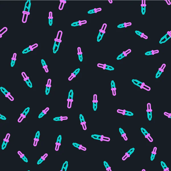 Pipette simgesi siyah arkaplanda izole edilmiş. Tıbbi, kozmetik, kimya laboratuvarı ekipmanları. Vektör.