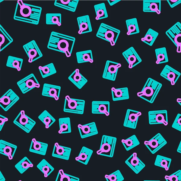 Çizgi UI ya da UX tasarım simgesi siyah arkaplanda izole edilmiş dikişsiz desen. Vektör.