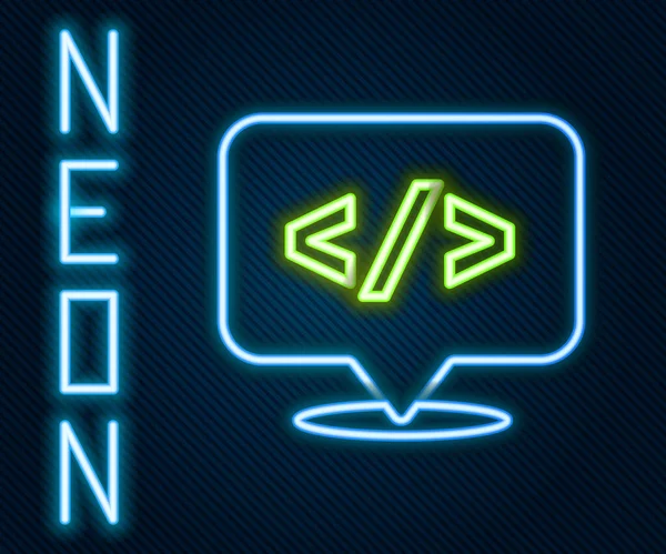 Brillante Diseño Web Línea Neón Icono Desarrollo Front End Aislado — Archivo Imágenes Vectoriales