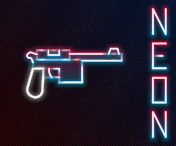 Glow Néon Ligne Mauser Pistolet Icône Isolée Sur Fond Noir — Image vectorielle