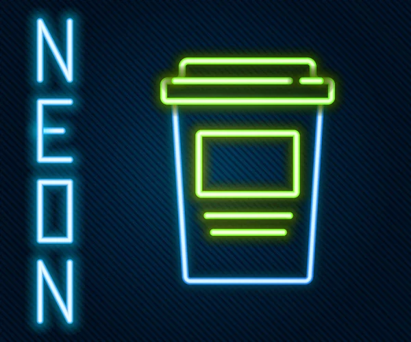 Žhnoucí Neonová Linka Kávový Šálek Jít Ikona Izolované Černém Pozadí — Stockový vektor