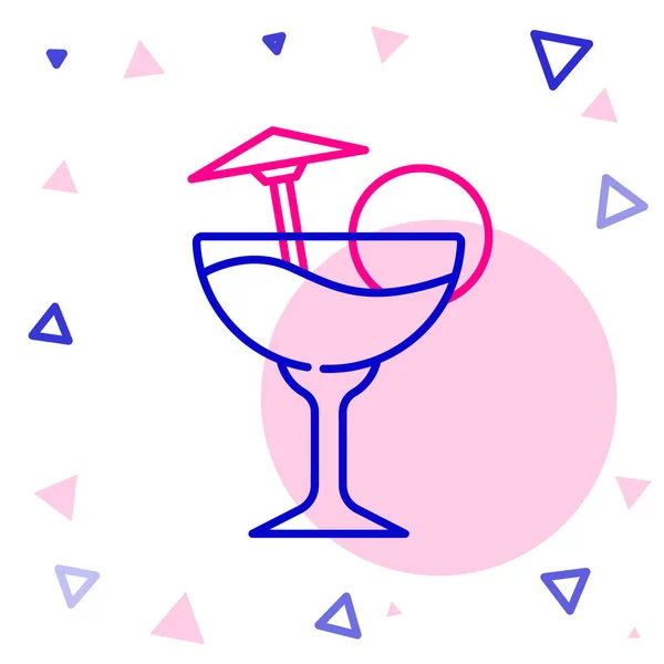 Line Cocktail Alcohol Drankje Met Paraplu Pictogram Geïsoleerd Witte Achtergrond — Stockvector