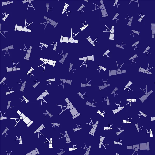 화이트 망원경 아이콘은 배경에 바다없는 패턴을 시켰습니다 과학적 교육과 천문학적 — 스톡 벡터