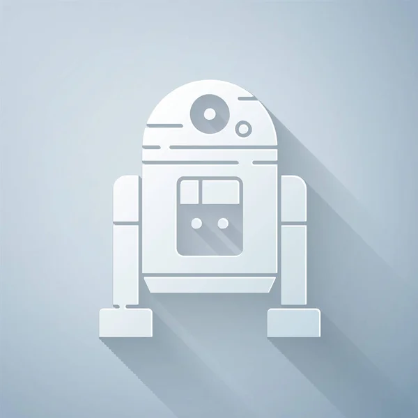 Corte Papel Robot Icono Aislado Sobre Fondo Gris Estilo Arte — Vector de stock