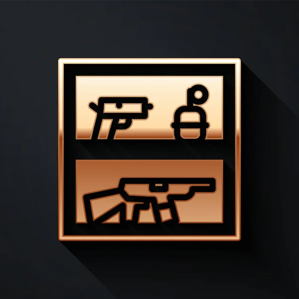 Gold Hunting Shop Rifle Gun Weapon Icon Isolated Black Background — Stock Vector