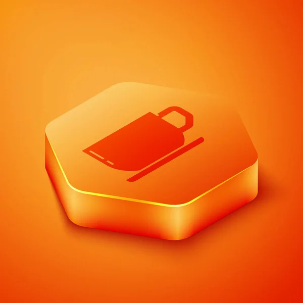 Isometric Coffee Cup Icon Isolated Orange Background Tea Cup Hot — Stock Vector