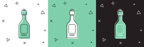 Set Champagnerflasche Symbol Isoliert Auf Weißem Und Grünem Schwarzem Hintergrund — Stockvektor