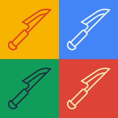 Pop Art Line Bıçak simgesi renk arkaplanında izole edildi. Çatal bıçak sembolü. Vektör.