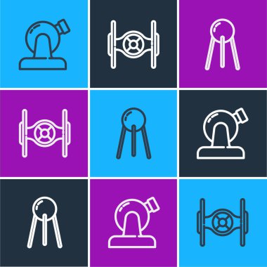 Çizgiyi Astronomik Gözlemevi, Uydu ve Kozmik Gemi simgesi olarak ayarla. Vektör.