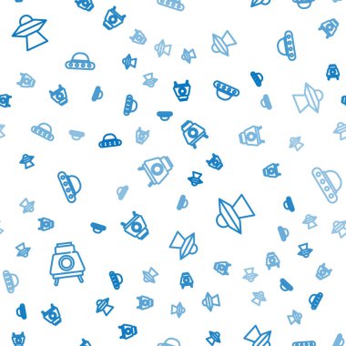 Mars gezgini, UFO uçan uzay gemisi ve kusursuz desen ayarlayın. Vektör.