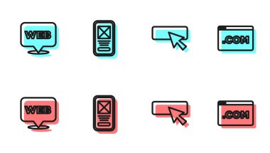 Çizgi UI ya da UX tasarımı, Web ve grafik ve simge ayarlayın. Vektör.