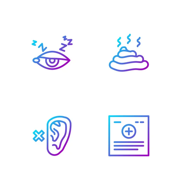 Set Line Clinical Record Deaf Insomnia Shit Gradient Color Icons — Vector de stock