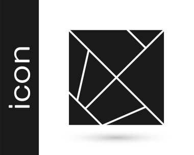 Beyaz arkaplanda siyah rubik küp simgesi izole edildi. Mekanik yapboz oyuncağı. Rubik 'in 3 boyutlu küp kombinasyon bulmacası. Vektör.