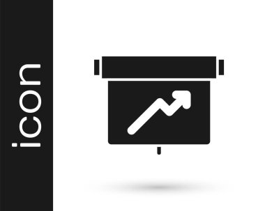 Grafik çizelgesi simgesi olan siyah tahta beyaz arkaplanda izole edildi. Metin dosya simgesini rapor et. Muhasebe tabelası. Denetim, analiz, planlama. Vektör.