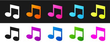 Müzik notası ve ton simgesi siyah ve beyaz arkaplanda izole edildi. Vektör.