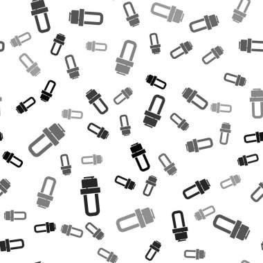 Siyah LED ampul simgesi beyaz arkaplanda izole edilmiş pürüzsüz desen. Ekonomik LED ışıklı ampul. Enerji lambasını sakla. Vektör.