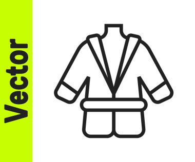 Siyah çizgi bornoz simgesi beyaz arkaplanda izole edildi. Vektör.