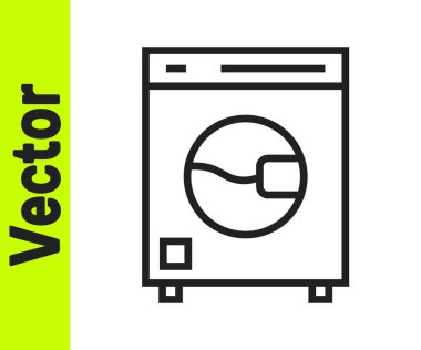 Siyah çizgi yıkama simgesi beyaz arkaplanda izole edildi. Çamaşır makinesi simgesi. Çamaşır makinesi, çamaşır makinesi. Ev aletleri sembolü. Vektör.