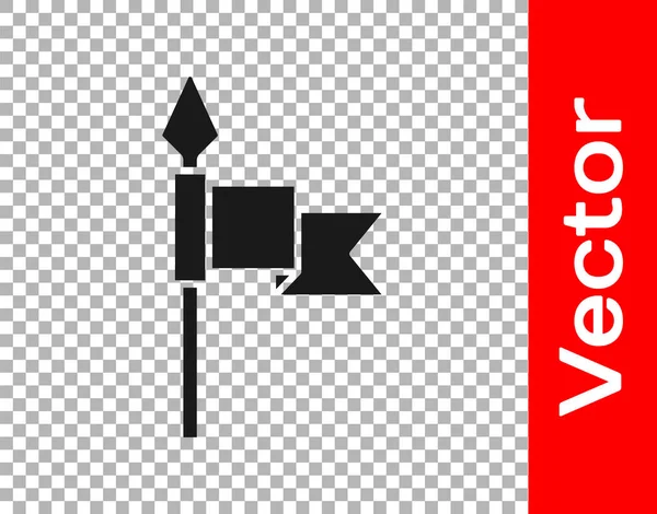 Schwarze Mittelalterliche Speersymbol Isoliert Auf Transparentem Hintergrund Mittelalterliche Waffe Vektor — Stockvektor