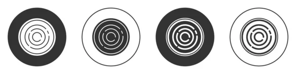 黑棋游戏芯片图标隔离在白色背景 圆形按钮 — 图库矢量图片