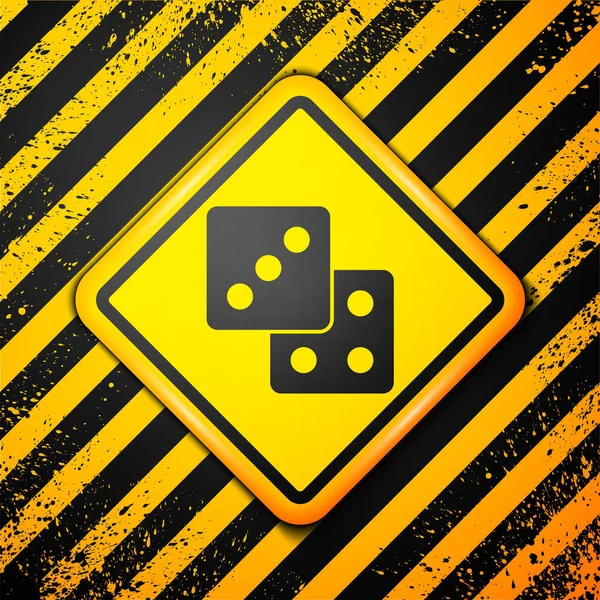 Black Game Würfel Symbol Isoliert Auf Gelbem Hintergrund Casino Glücksspiel — Stockvektor