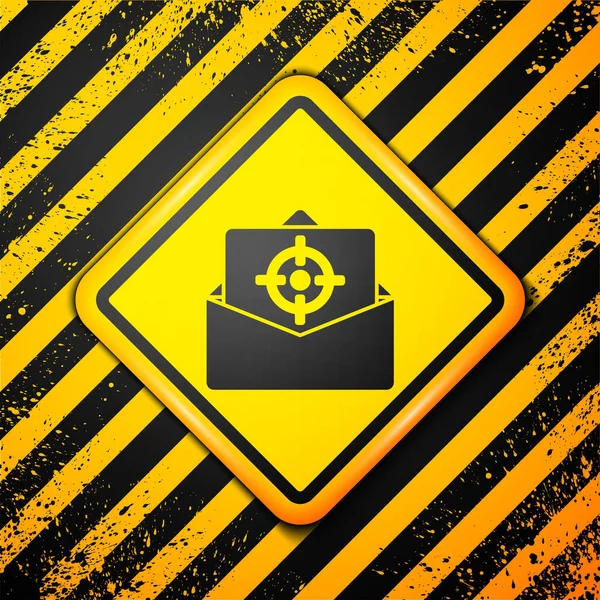 Black Mail Und Mail Symbol Isoliert Auf Gelbem Hintergrund Umschlag — Stockvektor