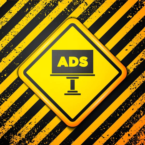 Чорна Рекламна Ікона Ізольована Жовтому Тлі Концепція Маркетингу Просування Рекламна — стоковий вектор