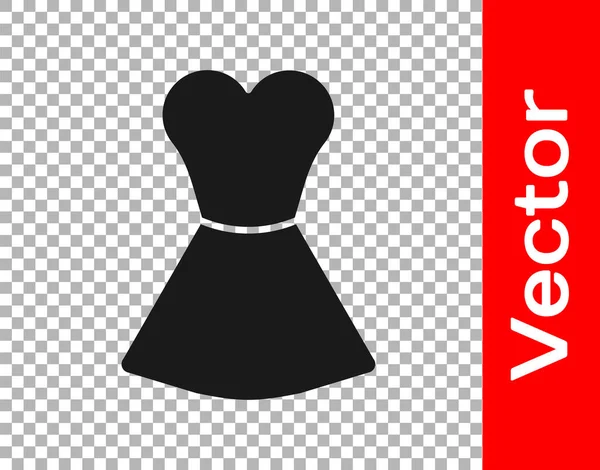 Siyah Kadın Elbise Ikonu Şeffaf Arkaplanda Izole Edilmiş Kıyafet Tabelası — Stok Vektör