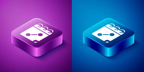 Isometric Calendar Fitness Icon Isolated Blue Purple Background Training Schedule — Stock Vector