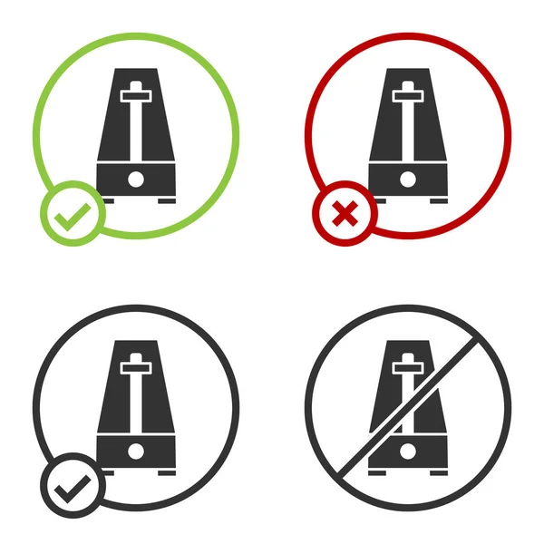 Czarny Klasyczny Metronom Ikoną Wahadła Ruchu Odizolowany Białym Tle Sprzęt — Wektor stockowy