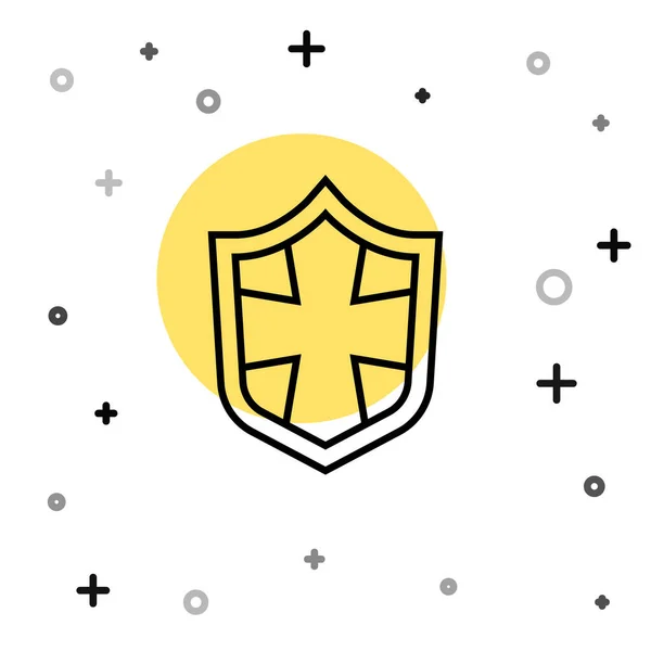 Icono Black Line Shield Aislado Sobre Fondo Blanco Señal Guardia — Archivo Imágenes Vectoriales