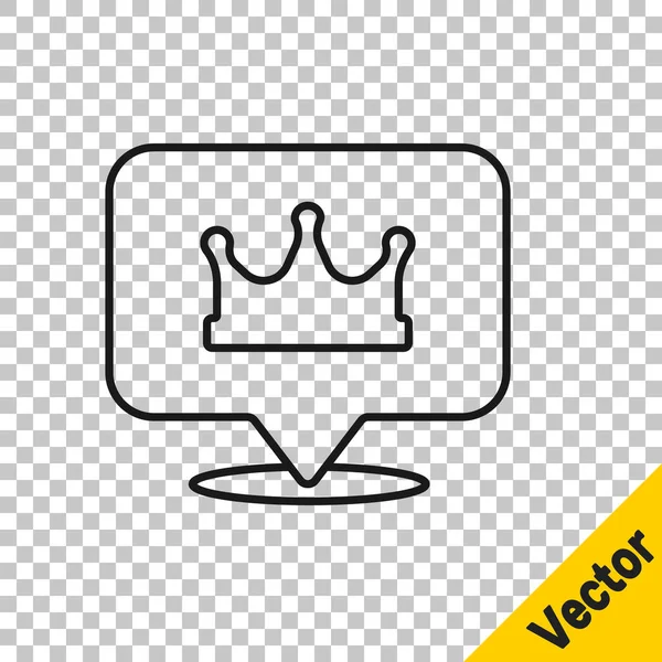 Черная Линия Расположение Короля Короны Значок Изолирован Прозрачном Фоне Вектор — стоковый вектор