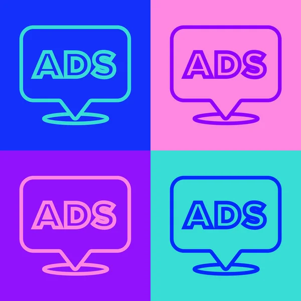 Pop Art Γραμμή Διαφήμιση Εικονίδιο Απομονώνονται Φόντο Χρώμα Έννοια Της — Διανυσματικό Αρχείο