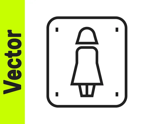 Black Line Female Toilet Icon Isolated White Background Sign Washroom — Stock Vector