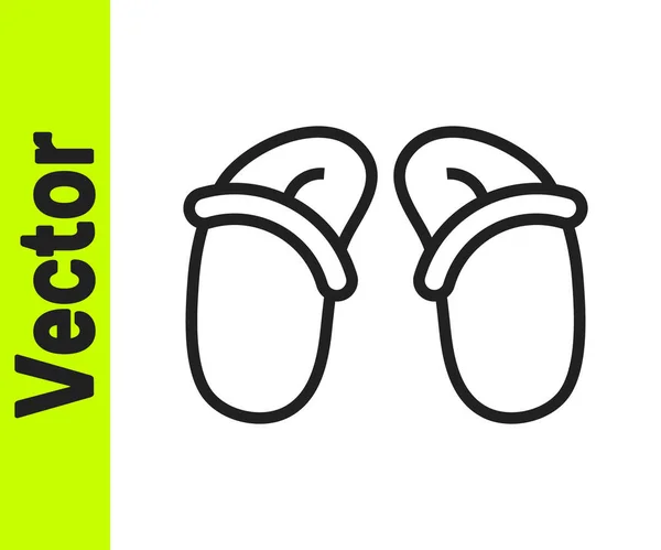 Línea Negra Flip Flops Icono Aislado Sobre Fondo Blanco Cartel — Vector de stock