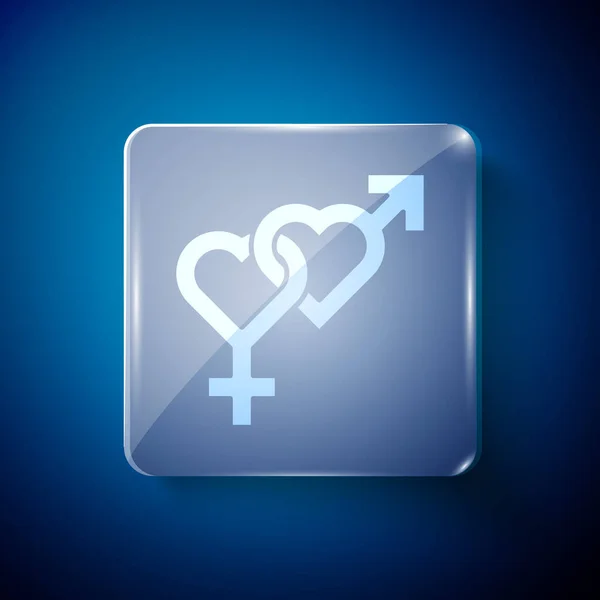 White Gender Icon Isolated Blue Background Symbols Men Women Sex — Stock Vector