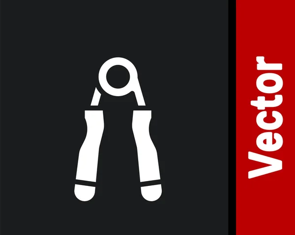 White Sport expander icon isolated on black background. Sport equipment. Vector. — Stock Illustration White Sport Expander Icon Isolated Black Background Sport Equipment Vector Royalty Free Stock Vectors