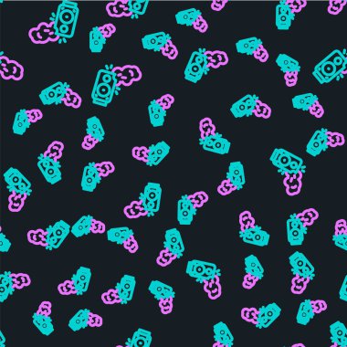 Hat Stereo hoparlörü simgesi siyah arkaplanda izole edilmiş. Ses sistemi hoparlörleri. Müzik ikonu. Müzikal sütun hoparlörü. Vektör.