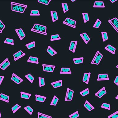 Line Taxi araba çatı simgesi siyah arka planda izole edilmiş. Vektör.