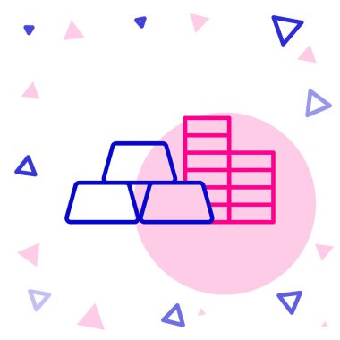 Altın sikke ve beyaz arka planda izole edilmiş altın külçeleri. Bankacılık işareti. Para sembolü. Renkli taslak konsepti. Vektör.