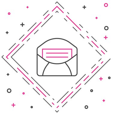 Satır Posta ve e- posta simgesi beyaz arkaplanda izole edildi. Zarf sembolü e-postası. E- posta kodu. Renkli taslak konsepti. Vektör.