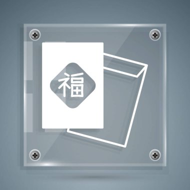 Beyaz Çin Yeni Yıl ikonu gri arka planda izole edildi. Kare cam paneller. Vektör.