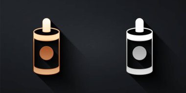 Gold and silver Firework icon isolated on black background. Concept of fun party. Explosive pyrotechnic symbol. Lighting firecrackers. Long shadow style. Vector.