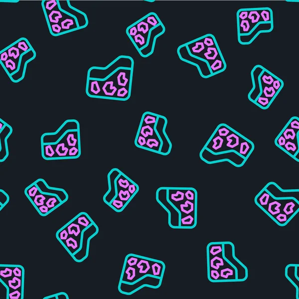 Çizgi yer simgesi siyah arkaplanda izole edilmiş kusursuz desen. Vektör.