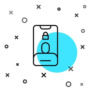 Siyah hat gelen arama beyaz arkaplanda izole edilmiş bir cep telefonu simgesi. Arkadaşlar arar. Rastgele dinamik şekiller. Vektör.